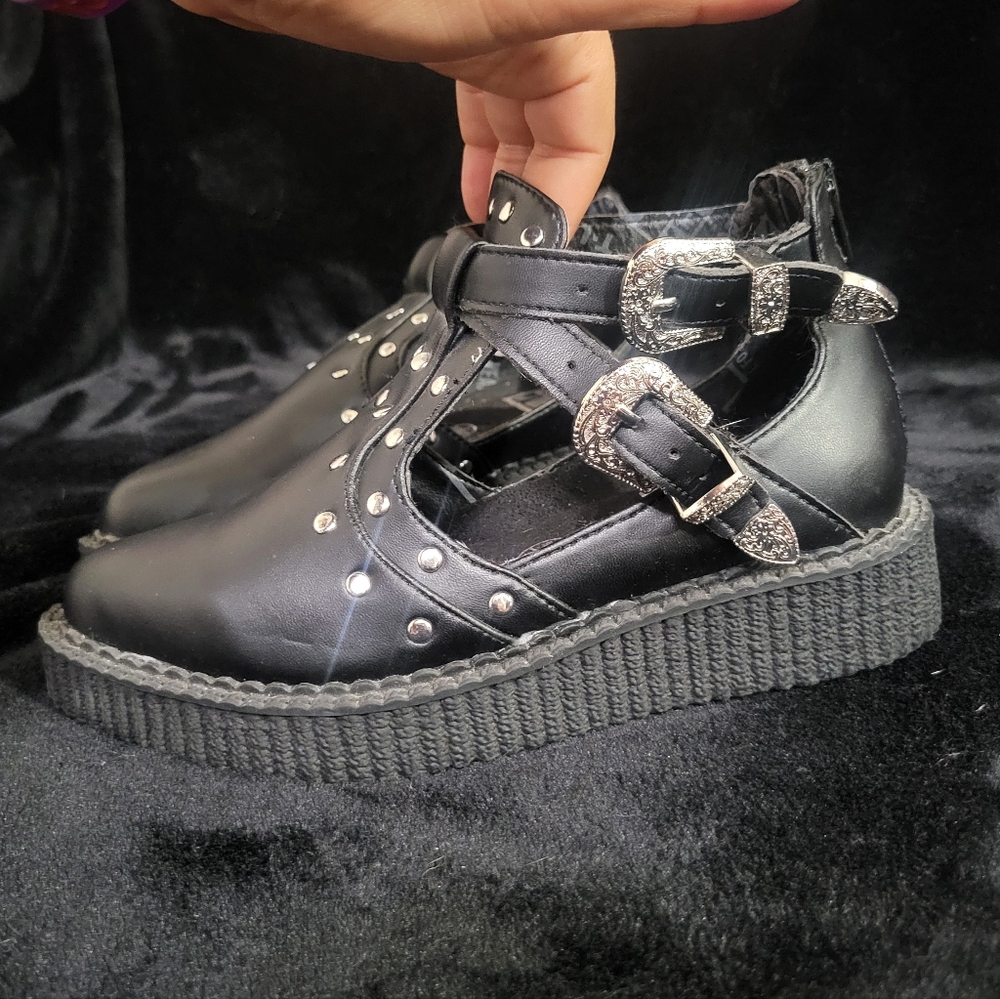 Tuk Platform Western Style Booties With Open Sides - image 2